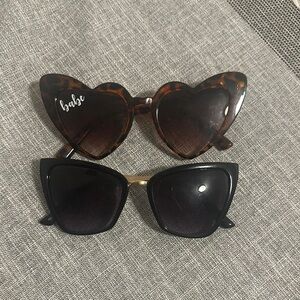Heart-Shaped Tortoise + Black Cat Eye Sunglasses